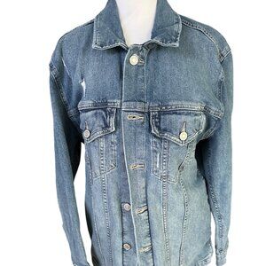 Lucky Brand Distressed Tomboy Trucker Jean Jacket- Like New Condition - Medium